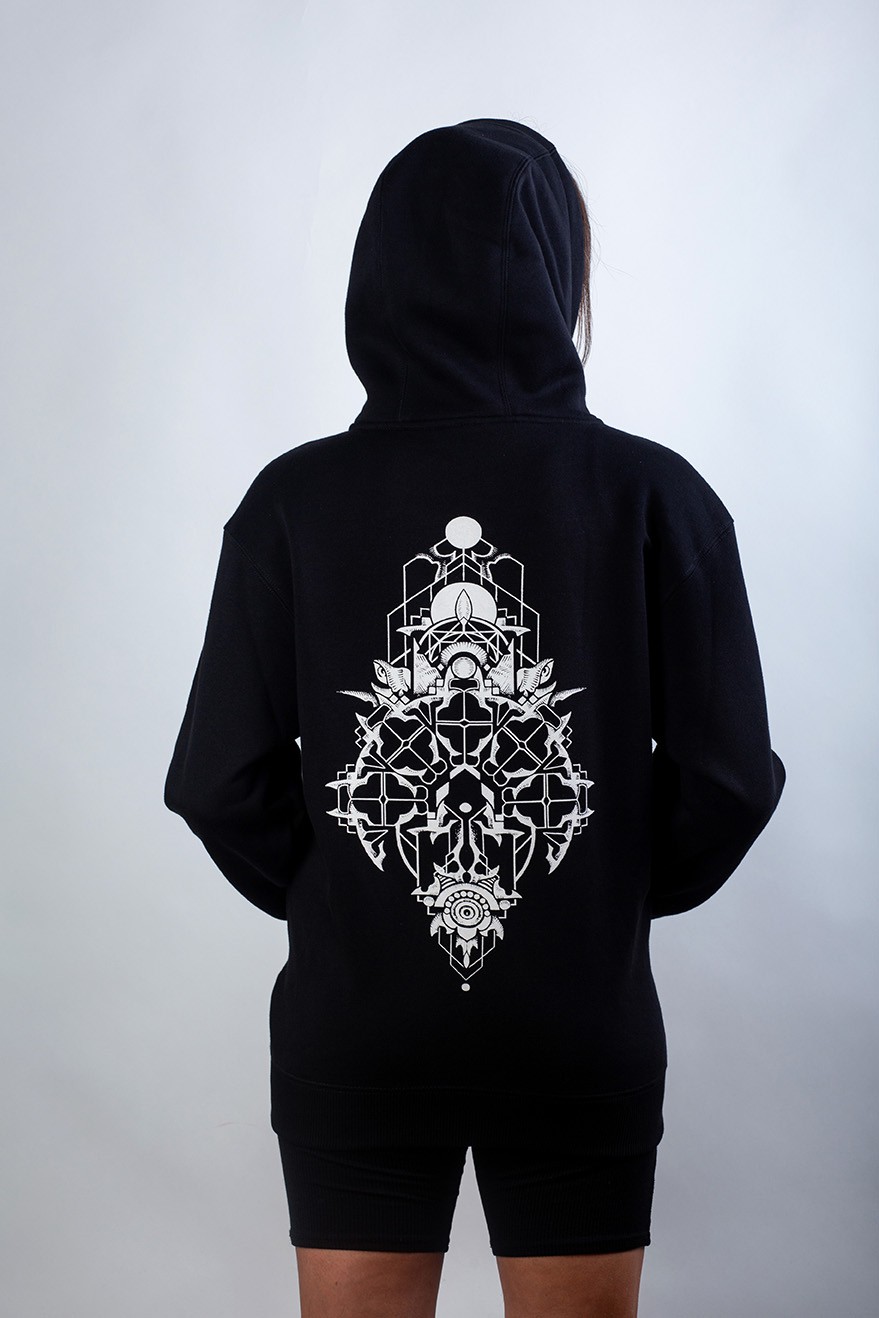 Constructive chaos white ink zipper hoodie 
